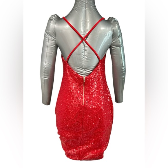 CELEBRITY FASHION® by HERA COLLECTION, Red Sequin Dress, Size L - Picture 3 of 10